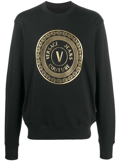 Versace Jeans Couture Logo Front Print Sweatshirt In Black