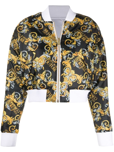 Versace Jeans Couture Baroque-print Reversible Bomber Jacket In Black