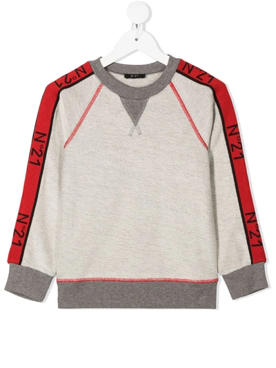 N°21 Kids' Sweatshirt With Red Logo Band In White