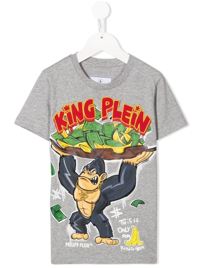 Philipp Plein Junior Kids' Branded T-shirt In Grey