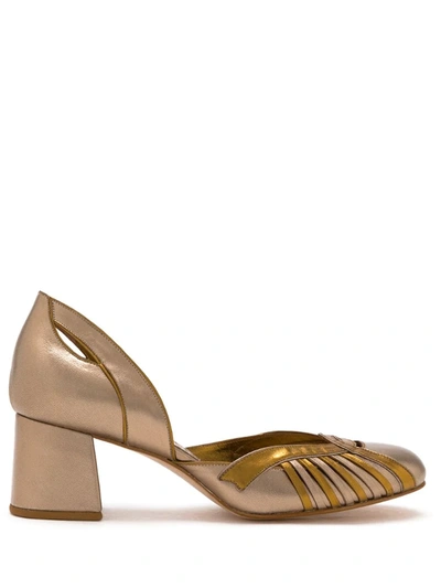 Sarah Chofakian Leather Princess Pumps In Gold
