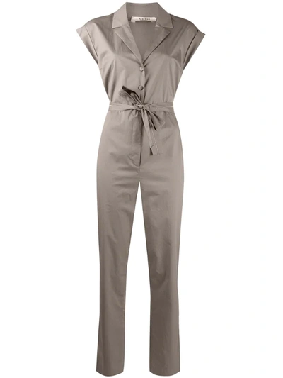 Peserico Cap-sleeved Button Down Jumpsuit In Neutrals