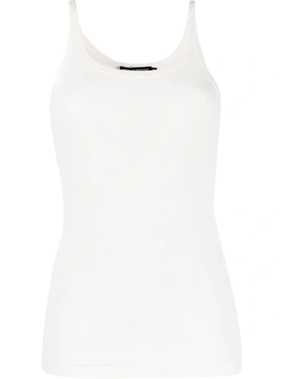 Dolce & Gabbana Ribbed Waistcoat Top In White