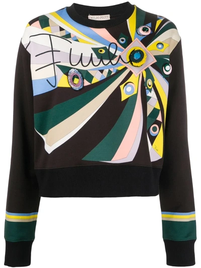 Emilio Pucci Embroidered Abstract-print Sweatshirt In Multicolour