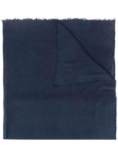 Rick Owens Fringed Knit Scarf In Blue