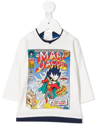 Little Marc Jacobs Babies' Superhero Print Cotton T-shirt In White