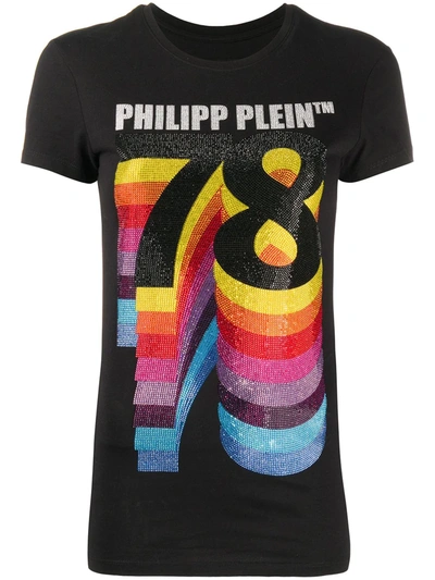 Philipp Plein Embellished 78 Print T-shirt In Black