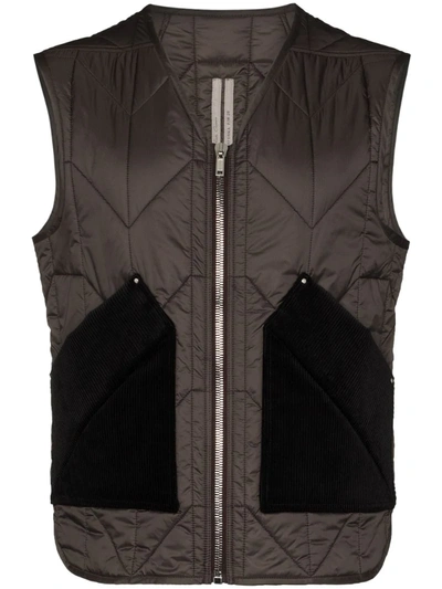 Rick Owens Quilted Cotton Gilet In Grau