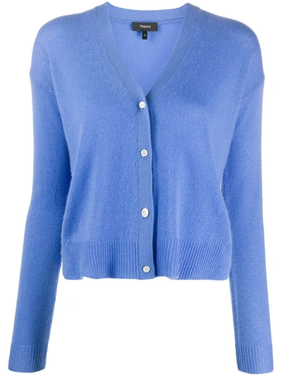 Theory V-neck Cashmere Cardigan In Blue