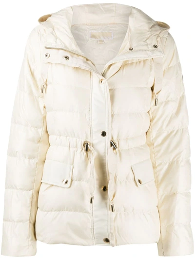 Michael Michael Kors Hooded Puffer Jacket In Neutrals
