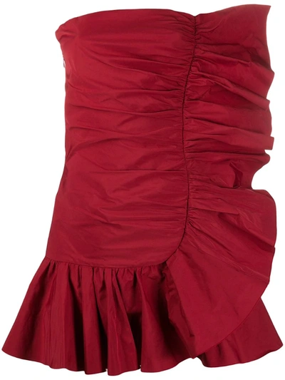 Red Valentino Strapless Ruffle Trim Mini Dress In Red