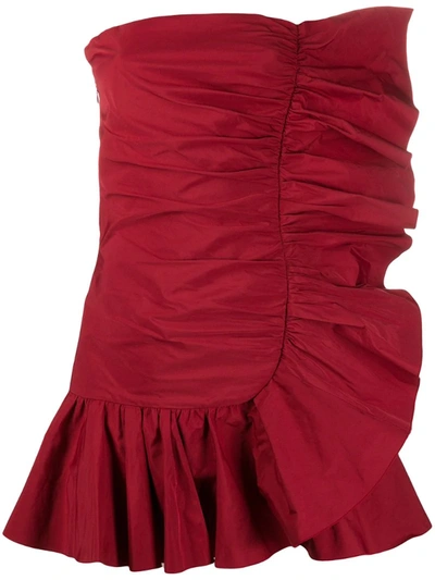 Red Valentino Strapless Ruffle Trim Mini Dress In Red | ModeSens