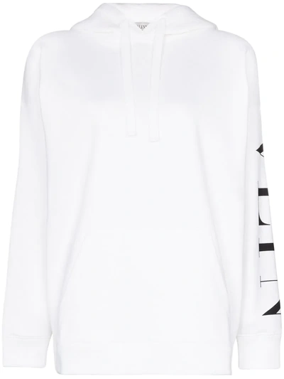 Valentino Vltn Logo-print Hoodie In White