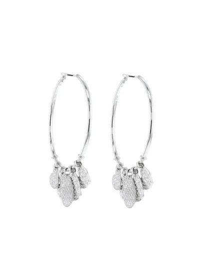 Pre-owned Dior 2000  Coeurs Légers Dangling Hoops In Silver