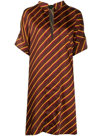 Jejia Striped Shirt Dress In Brown