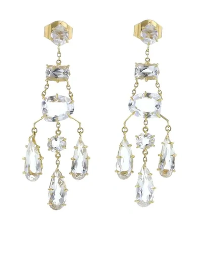 Pre-owned Hstern 2010s  Yellow Gold Chandelier Earrings In White