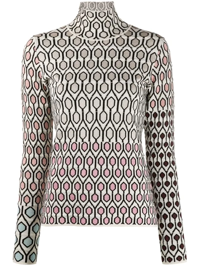Christian Wijnants Mosaic Pattern High Neck Jumper In White
