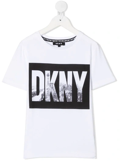 Dkny Teen Nyc Crew Neck T-shirt In White