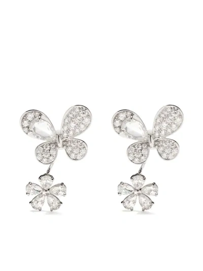David Morris 18kt White Gold Pixie Diamond Earrings