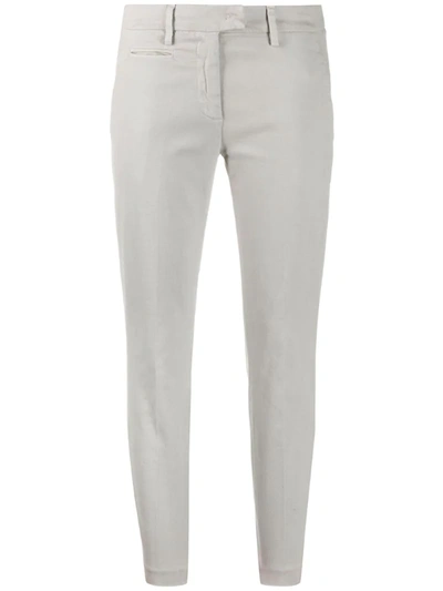 Dondup Cropped Cotton Chinos In Neutrals