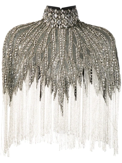 Amen Embellished High-neck Cape In Black