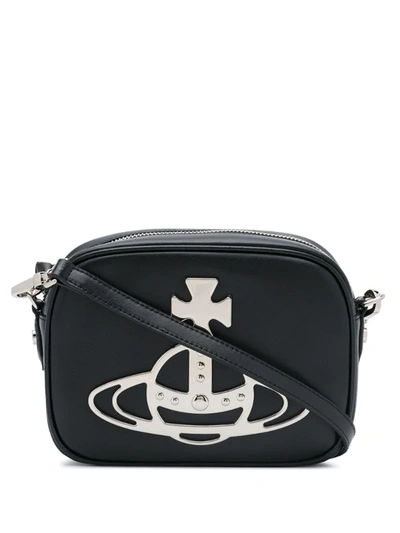 Vivienne Westwood Anglomania Orb Logo Small Shoulder Bag In Black