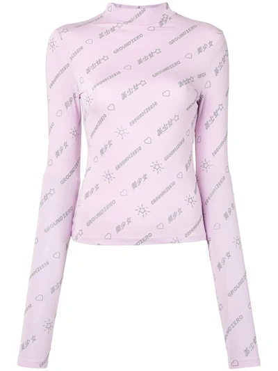 Ground Zero Logo-print Mock Neck T-shirt In Purple