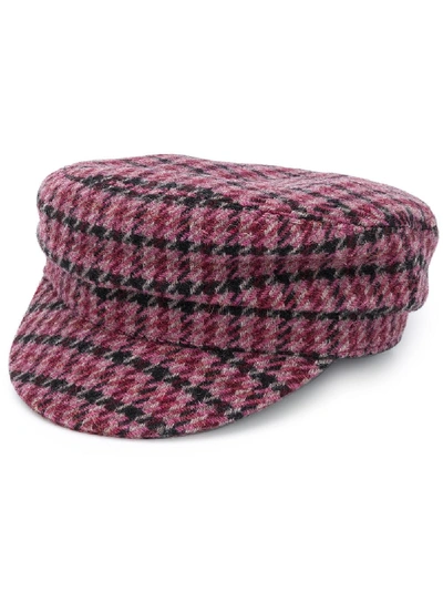 Isabel Marant Evie Houndstooth Patterned Cap In Purple