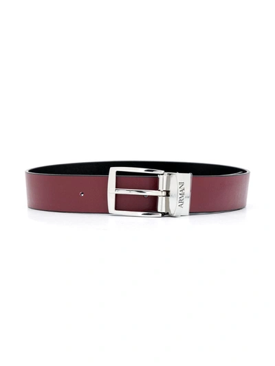 Emporio Armani Kids' Engraved Buckle Belt In Red