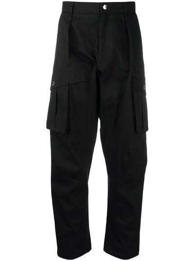 Les Hommes Pleated Cargo Trousers In Black
