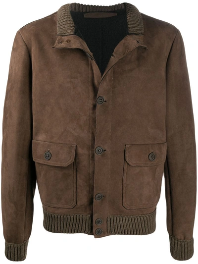 Salvatore Santoro Ribbed-edge Leather Jacket In Brown