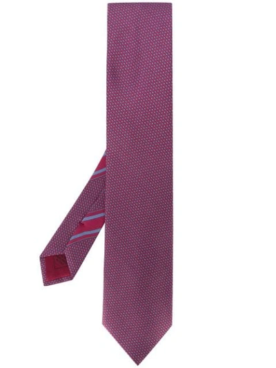 Brioni Geometric-print Pointed Tie In Red