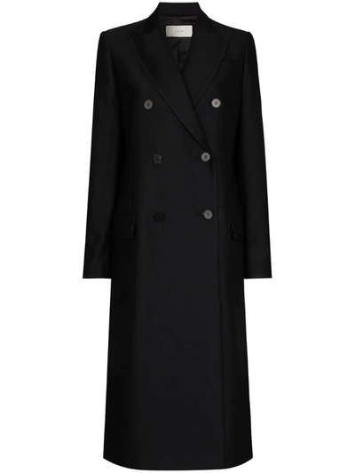 Lvir Double-breasted Long-line Coat In Black