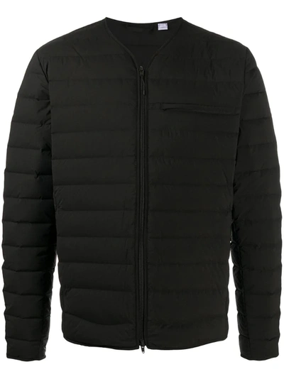 Y-3 Logo-print Quilted Zipped Jacket In Black