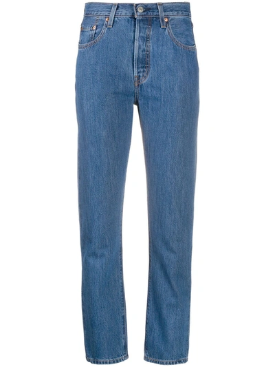 Levi's 501 Original Cropped Jeans In Charleston Fun In Blue