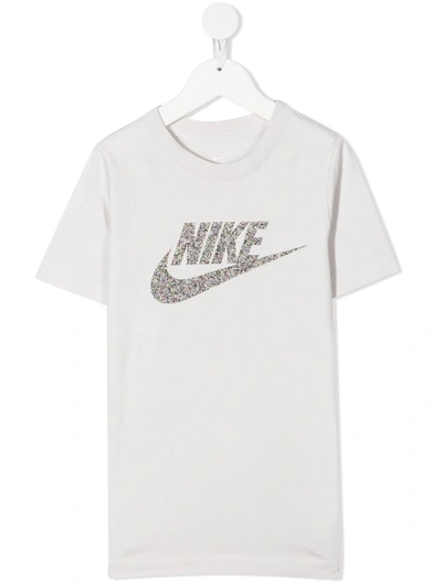Nike Speckled-logo Cotton T-shirt In Grey