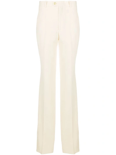 Gucci Silk-wool Mix Tailored Trousers With Straight Leg In Neutrals