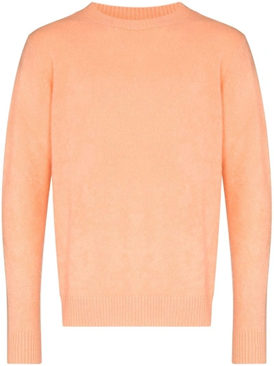 The Elder Statesman Crew Neck Cashmere Jumper In Orange