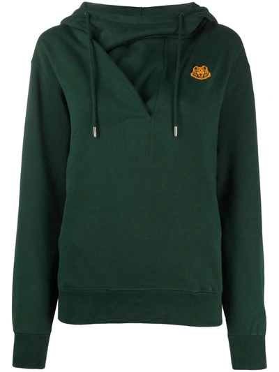 Kenzo Tiger Motif Patch Hoodie In Green