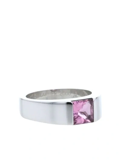 Pre-owned Cartier 2000s  18kt White Gold Tank Ring In Multicolors,white