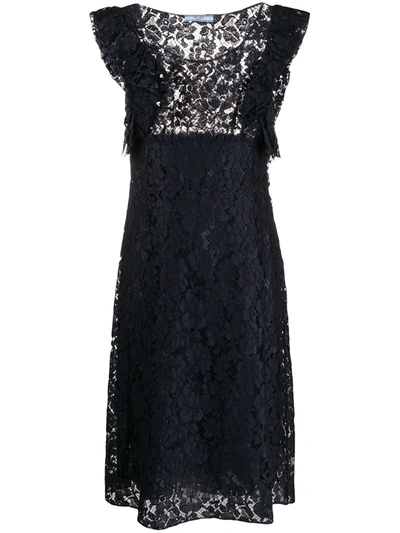 Pre-owned Prada Lace A-line Dress In Blue