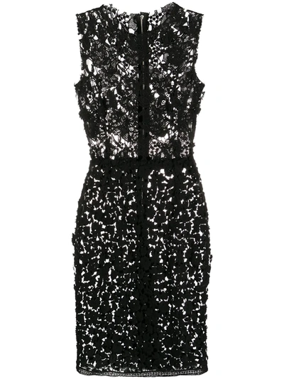 Pre-owned Dolce & Gabbana Crocheted Fitted Dress In Black