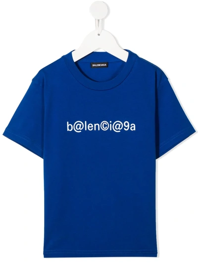 Balenciaga Kids' Symbolic Logo Graphic Tee In Blue