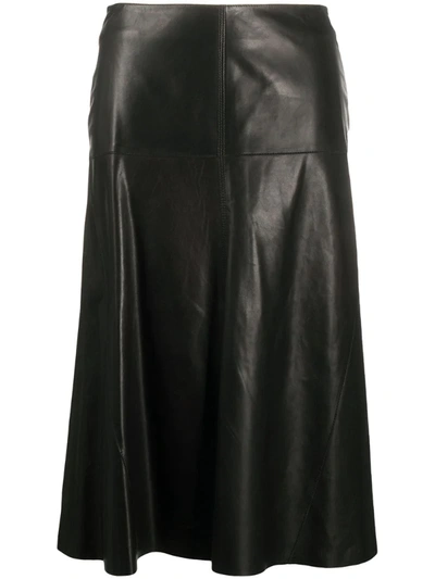 Arma High-waisted Leather Skirt In Black
