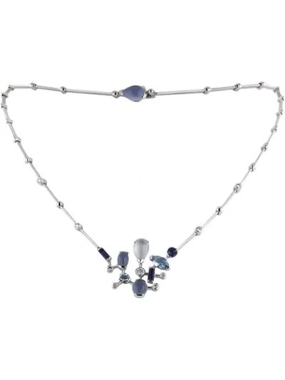 Pre-owned Cartier 2000  White Gold Articulated Meli Melo Coloured Stones And Diamond Necklace In Blue,purple,white