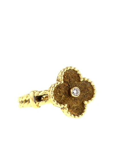 Pre-owned Van Cleef & Arpels 1980s  Yellow Gold Alhambra Diamond Ring In Gold,white