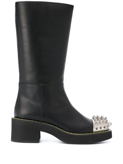 Miu Miu Spike Stud Detail Boots In Black