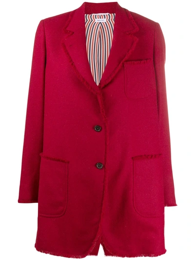 Thom Browne Frayed Narrow Shoulder Sack Jacket In Red
