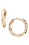 Dana Rebecca Designs Zoe Louise Mini Diamond Huggie Hoop Earrings In Yellow Gold/ Diamond