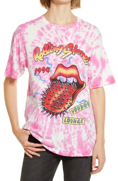 Daydreamer Rolling Stones Voodoo Lounge Tie Dye Graphic Tee In Pink Tie Dye